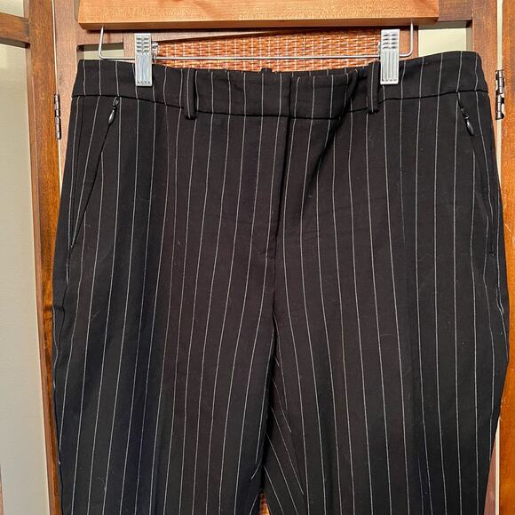 White House Black Market Pinstriped Trousers The Slim Ankle Black Size 8 - Picture 4 of 9